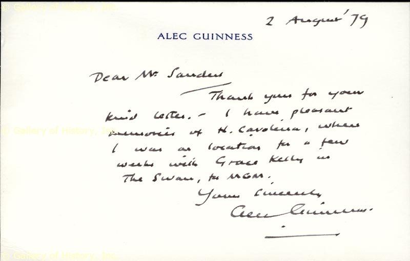 SIR ALEC GUINNESS   AUTOGRAPH LETTER SIGNED 08/02/1979  