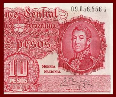10 PESOS Note ARGENTINA 1954 63 TUCUMAN Congress   UNC  