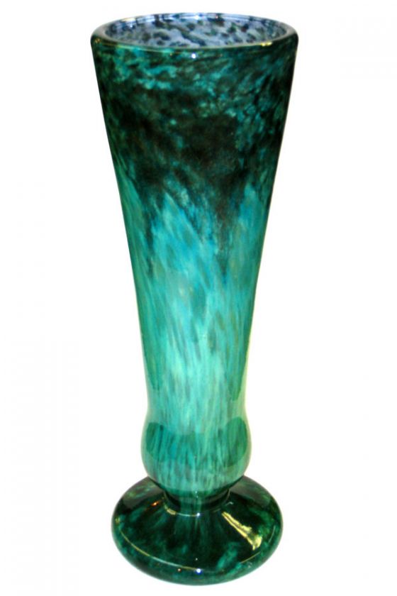 Daum Nancy Art Deco Period Green Glass Vase 17 in 43 cm  