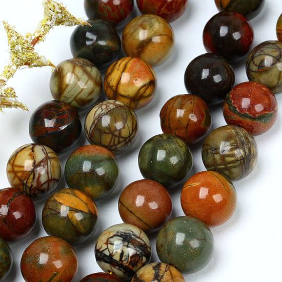 12mm Poetic Picasso Jasper Round Gemstone Beads 15L  