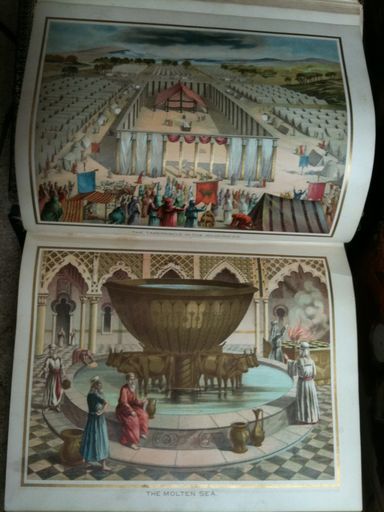 ANTIQUE HOLY CATHOLIC FAMILY BIBLE UNMARKED LEATHER COLOR PLATES DOUAY 