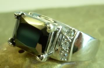 Black ICE CZ + 14K white GP ~ FASHION RING ~sz 10 NEW  