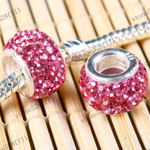 Colors Crystal Swarovski Silver European Spacer Loose Beads Fit Charm 