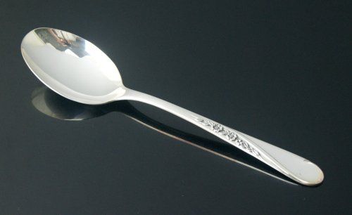 0728 Wm. Rogers Spring Flower Silver Plate Soup Spoon  