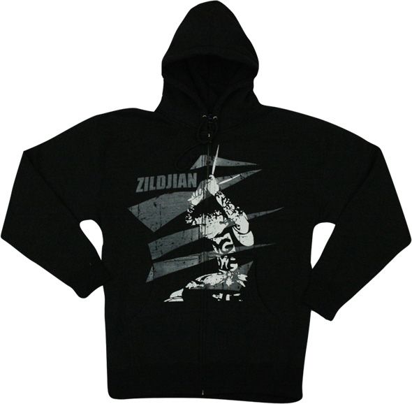 Zildjian Cymbals Classic Black Drummers Zip Hoodie Jacket Pull Over 