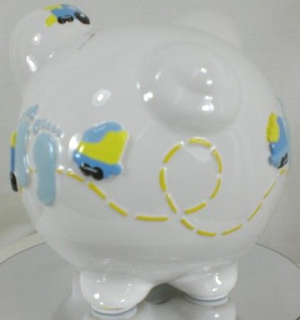 Personalized Childs Large Piggy Bank   BABY BOY TRAIN  