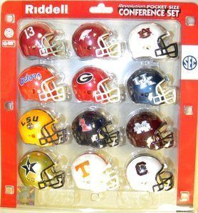 SEC RIDDELL NCAA POCKET PRO REVOLUTION 12 HELMET SET  