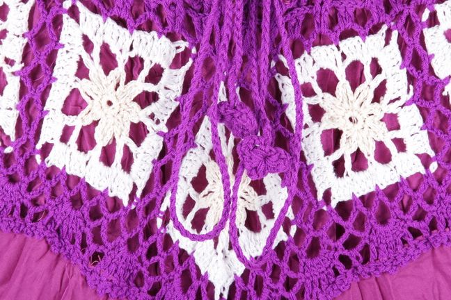 sk002v Hippy Hippie Boho Gypsy Crochet Skirt Long Purple XS S M L 