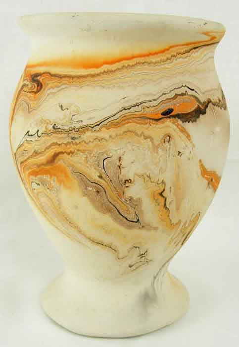 NEMADJI USA POTTERY VASE WHITE ORANGE BROWN BLACK MINT  