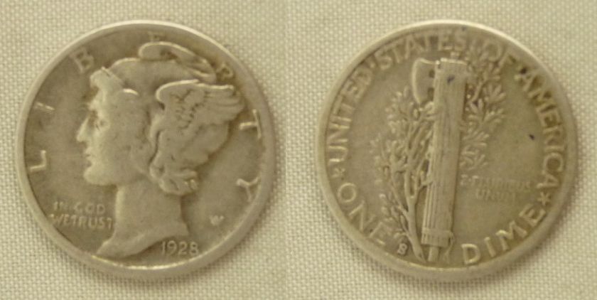 Mercury Dime 1928 S lg S XF  