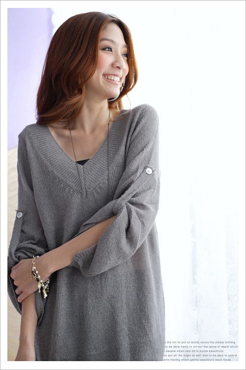   ON MOON FANCYQUBE V NECK TUNIC KNIT WEAR PULLOVER SWEATER DRESS 1444