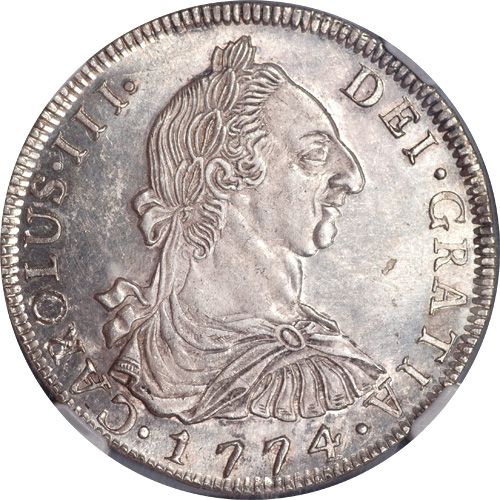 Bolivia 1774 PTS JR Bolivia Charles III Prooflike 8 Reales NGC MS 64 