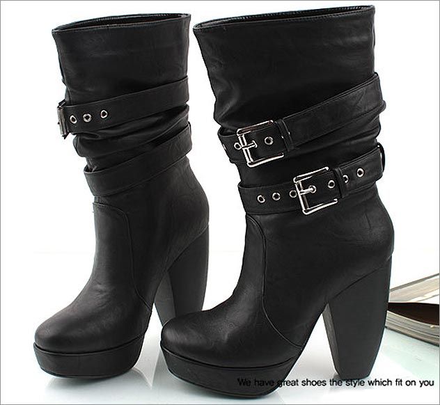 Gossip Girl Jenny Shoe Two Buckle Straps Platform Boots  