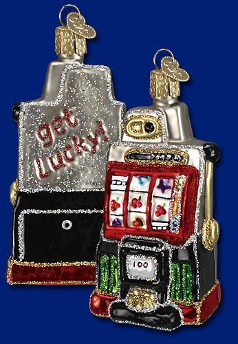 Slot Machine Gambling Old World Christmas Glass Ornament  