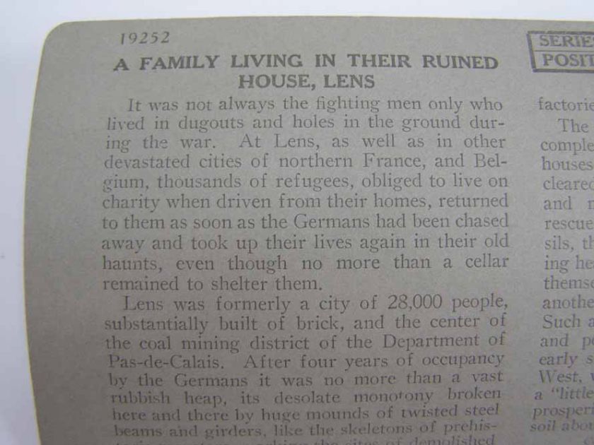 WWI STEREOVIEW LENS A FAMILY LIVING IN THEIR RUINED HOUSE