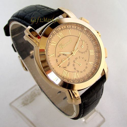 Gold Dial Russian Design Date Day 12/24 hour Auto Mechanical Mens 