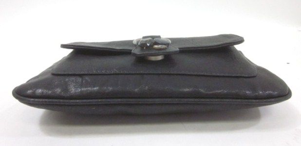 KAMMI REISS Black Leather Jeweled Evening Handbag  