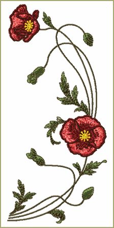 Poppy Blossoms machine embroidery designs set 5x7 hoop  