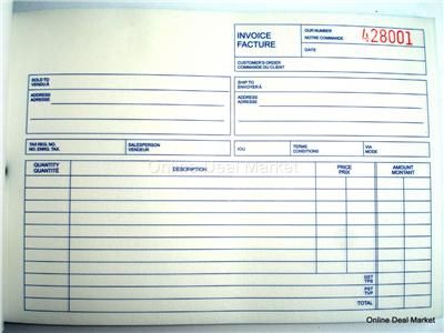 Carbonless 2 Part Duplicate INVOICE BOOK Sales Record  