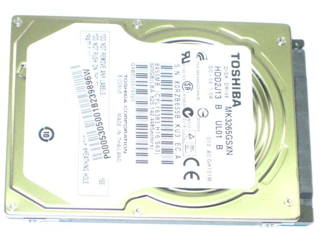 TOSHIBA MK3265GSXN 320GB SATA LAPTOP HARD DRIVE  