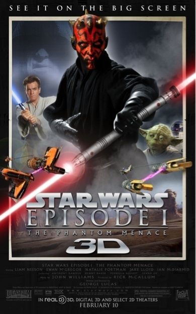 STAR WARS PHANTOM MENACE 3D Movie Poster Episode 1 Empire Jedi Sith 