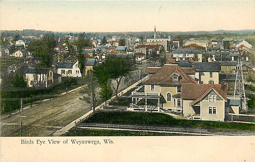 WI WEYAUWEGA TOWN VIEW CIRCA 1912 VERY EARLY S01937  