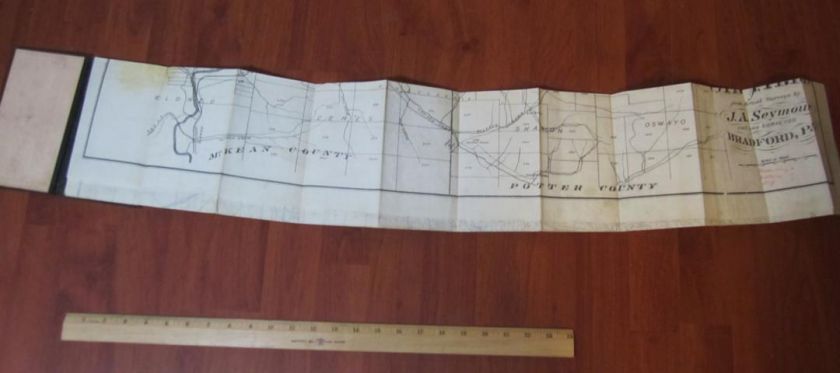 RARE 1870 Pocket Map of Allegany County NY Oil Field Seymour  