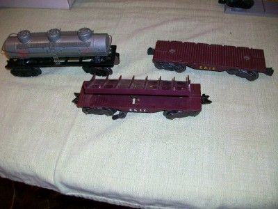 VINTAGE Marx Train Car Lot. 2 Flat Cars and 1 UTLX Tanker  