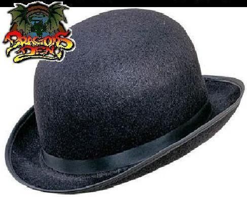   Orange Black Bowler Hat Movie Fancy Dress 90s 80s 70s 60s Top Hat