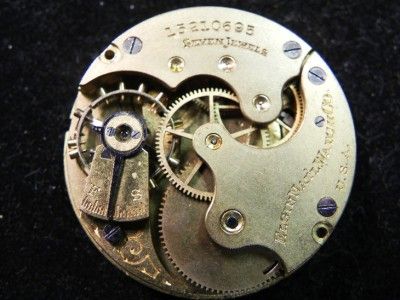 ELGIN 6S 7J MOD #2 34.3MM POCKET WATCH MOVEMENT 4 PARTS OR REPAIR 