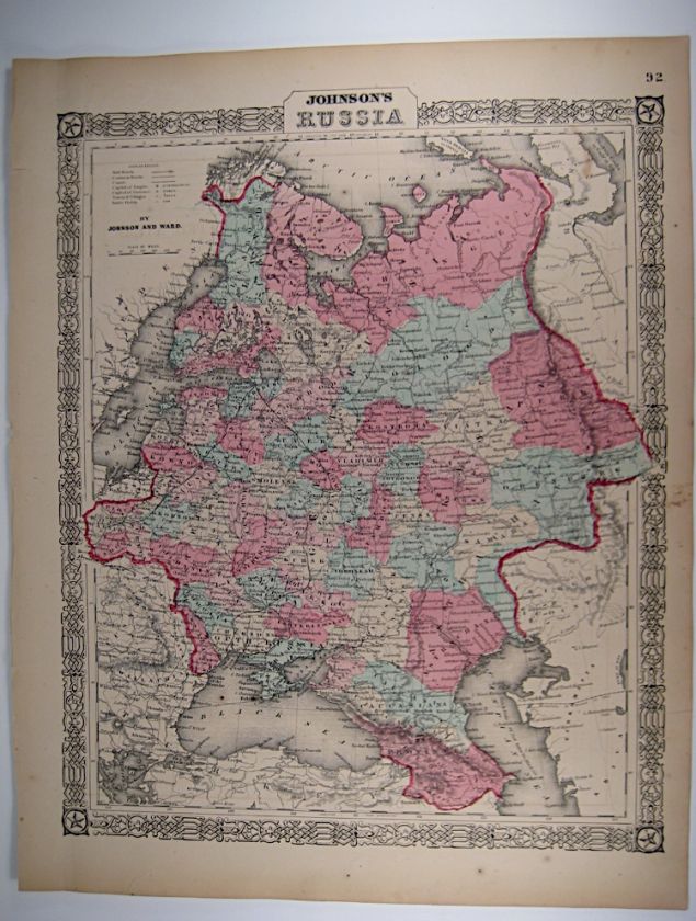 1865 A. J. Johnson Map of Russia  