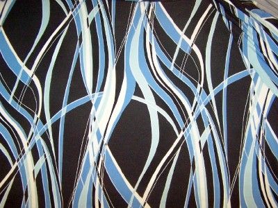 LAST PIECE PERIWINKLE WHITE & BLACK SWIRLY PRINT LYCRA STRETCH FABRIC 