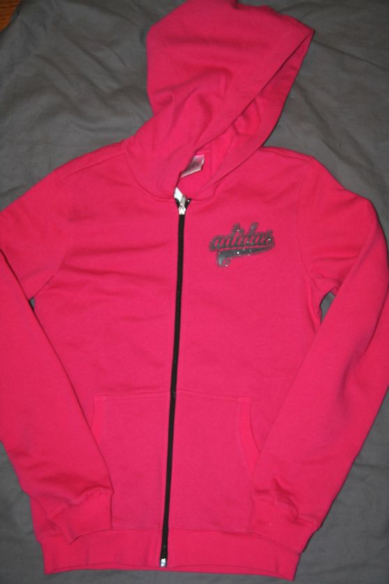 ADIDAS GIRLS CORE PINK HOODIE JACKET LARGE 14 NWT  