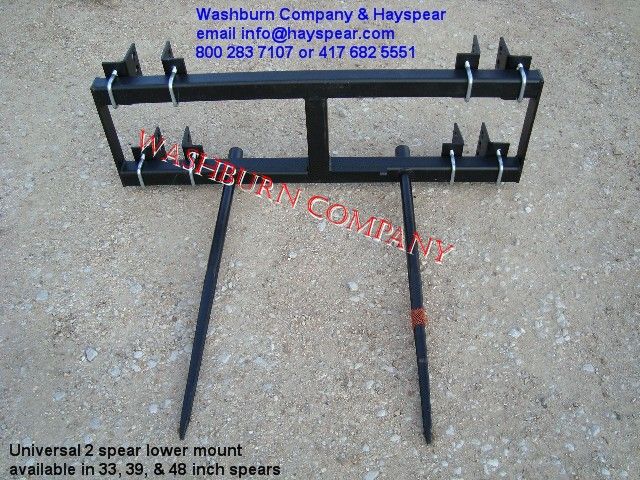 Hay bale tractor loader carrier 2 spear spike tine 48L  