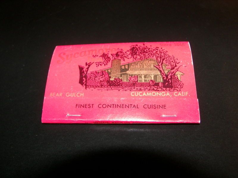 SYCAMORE INN Restaurant Rancho Cucamonga CA Matchbook  