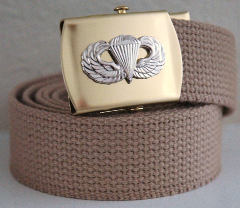 US Army AirBorne Paratrooper Khaki Belt & Buckle  