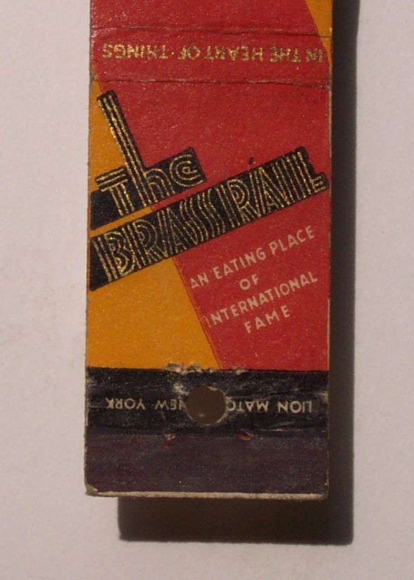 1940s Midget Matchbook Brass Rail New York City NY MB  