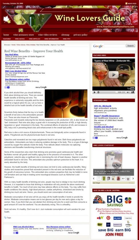 Established WINE LOVERS Website For Sale .(Websites by SITEGAP 