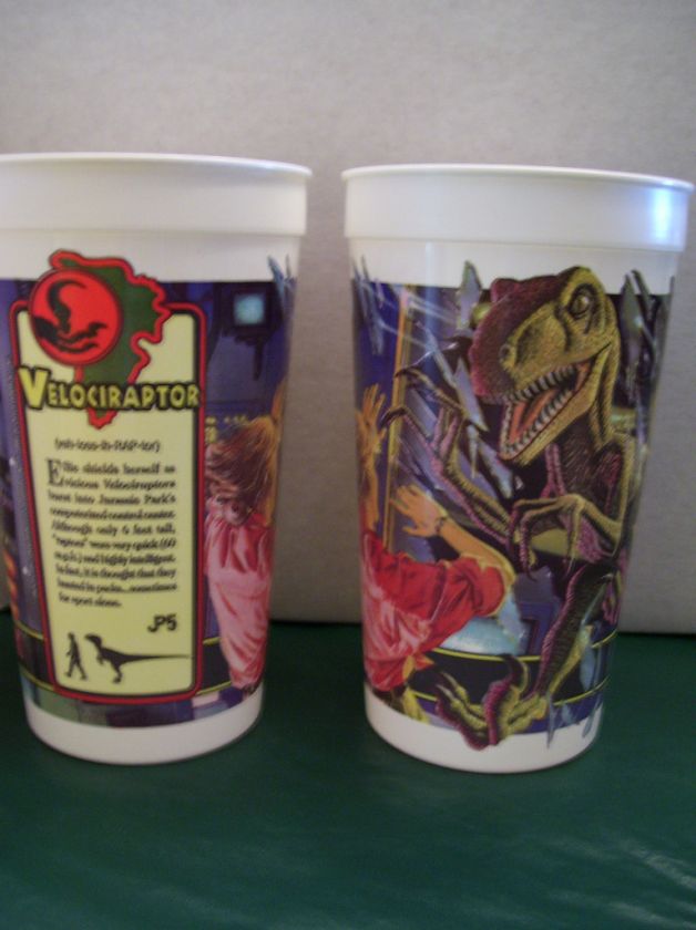 JURASSIC PARK VELOCIRAPTOR FIGURE CUP 1992 MC DONALDS 6 3/4  