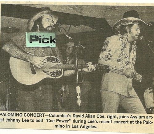 DAVID ALLAN COE w/ Johnny Lee 1980 PROMO Pic/Text STAGE  