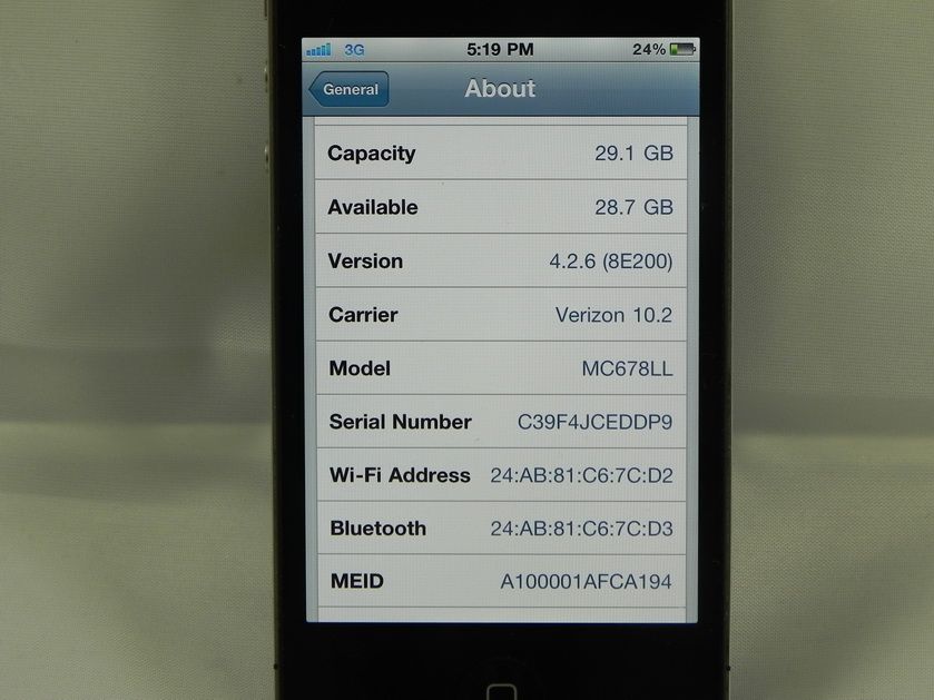 Apple iPhone 4   32GB   Black (Verizon) Smartphone 885909420452  