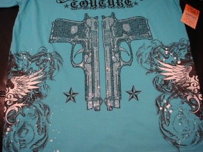 RUSH COUTURE   JERSEY SHORE T SHIRT   GUNS DOWN   LARGE  