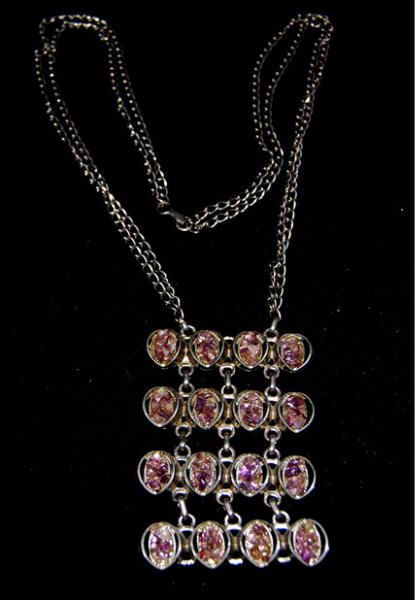 Vintage Amethyst In 4 Movable Groups In Silver Pendant  