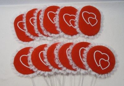 Lot 12 Large Valentines Day Hearts Flower Floral Picks  