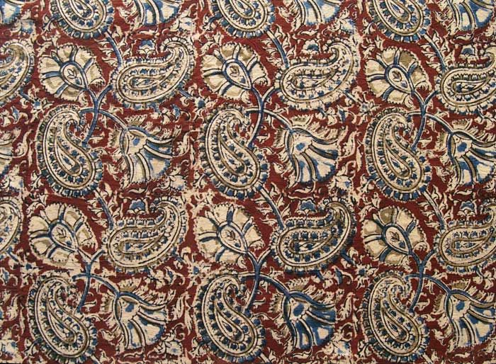 Kalamkari, Hand Printed, Cotton. 2½ Yards. Natural Dyes. Block Print 