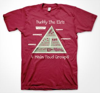 Buddy The Elfs 4 Main Food Groups Elf T Shirt  