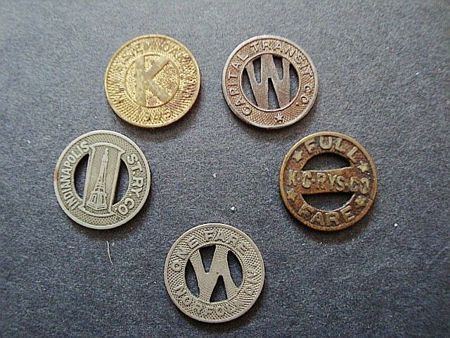 VINTAGE BUSS/TRAIN TOKENS VIRGINIA RAILWAY, KC RYS CO. CAPITAL 