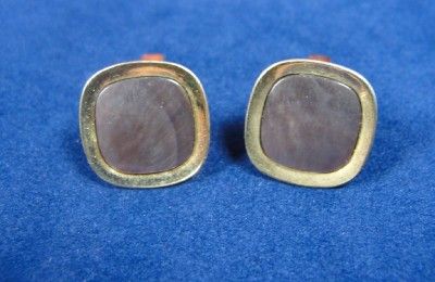   Mens Anson Art Deco Gold Square Abalone Cabachon Cufflinks 5/8  