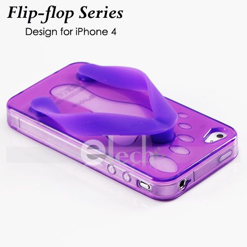 Flip flop Series Slipper TPU Case for iPhone 4 Purple   