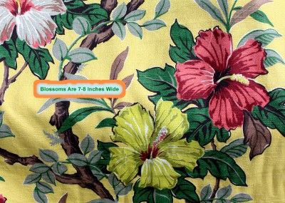 Pristine 1940s Tropical Hibiscus VTG Barkcloth Bolt BTY http//www 